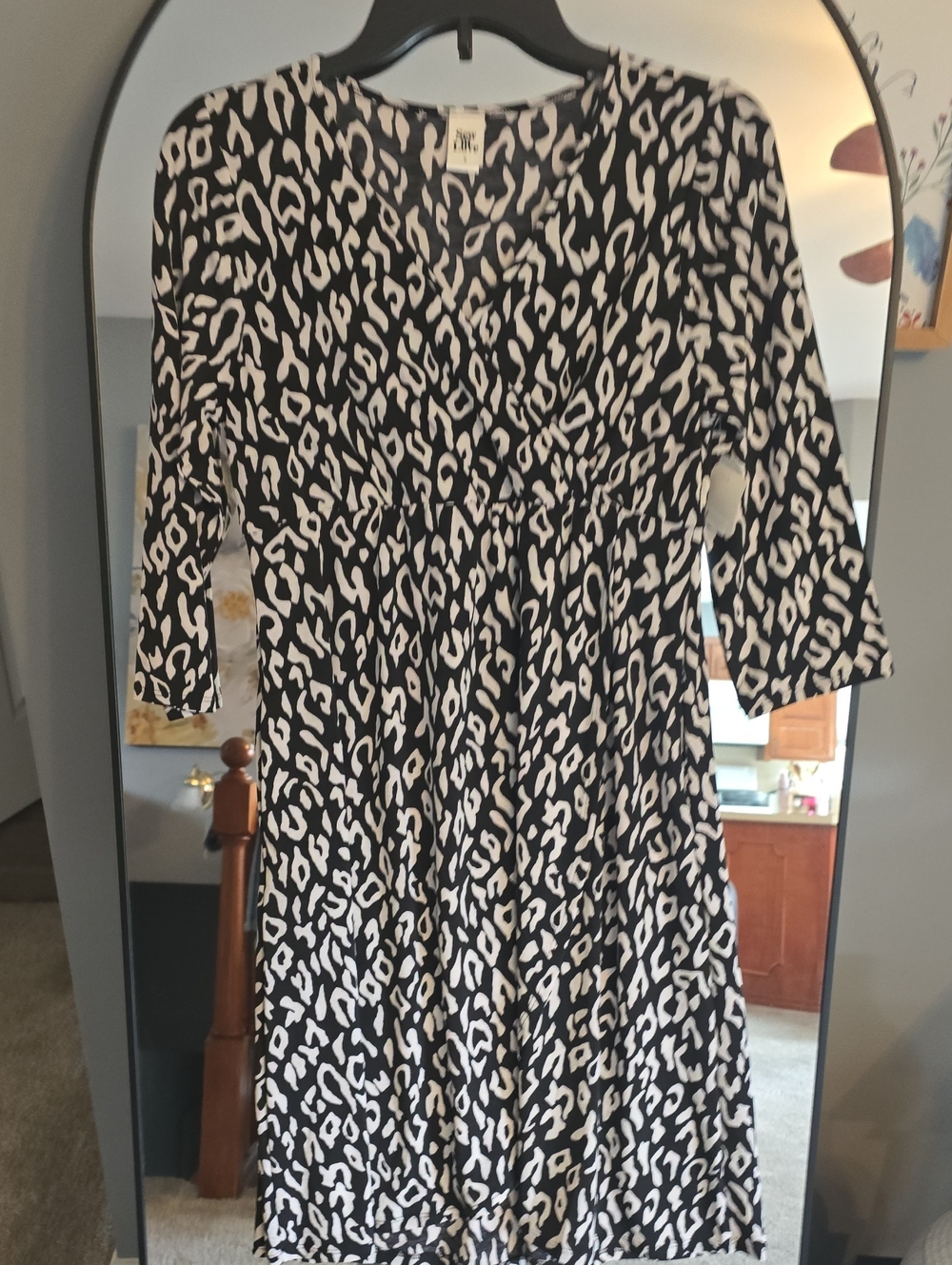 Zinc Black and White Animal Print Midi Dress